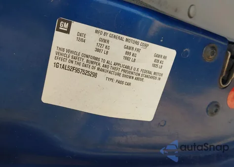 2005 Chevrolet Cobalt Ls from USA, damaged, VIN 1G1AL52F957525298